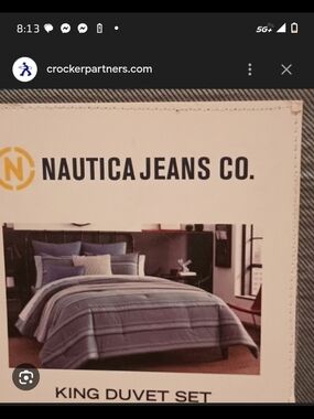 Nautica King Duvet Set in Blue and White Stripe